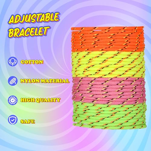 Bedwina 36-Pcs Friendship Bracelets For Kids - Neon Adjustable Woven Rope Friendship Bracelets Bulk for Girls and Boys - Classroom Prizes for Kids Birthday Party Favors & Goodie Bag Stuffers